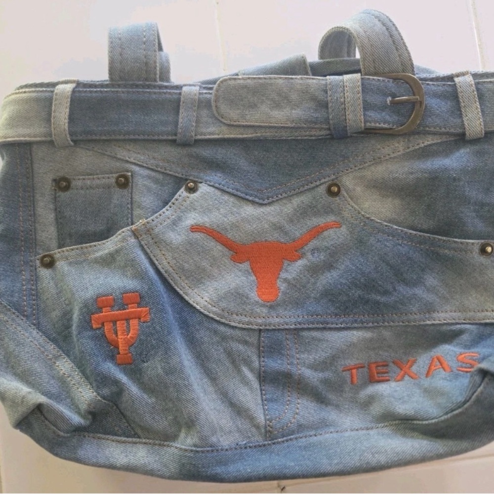 2pc Texas longhorns denim handbag and Wallet Set - Picture 5 of 5